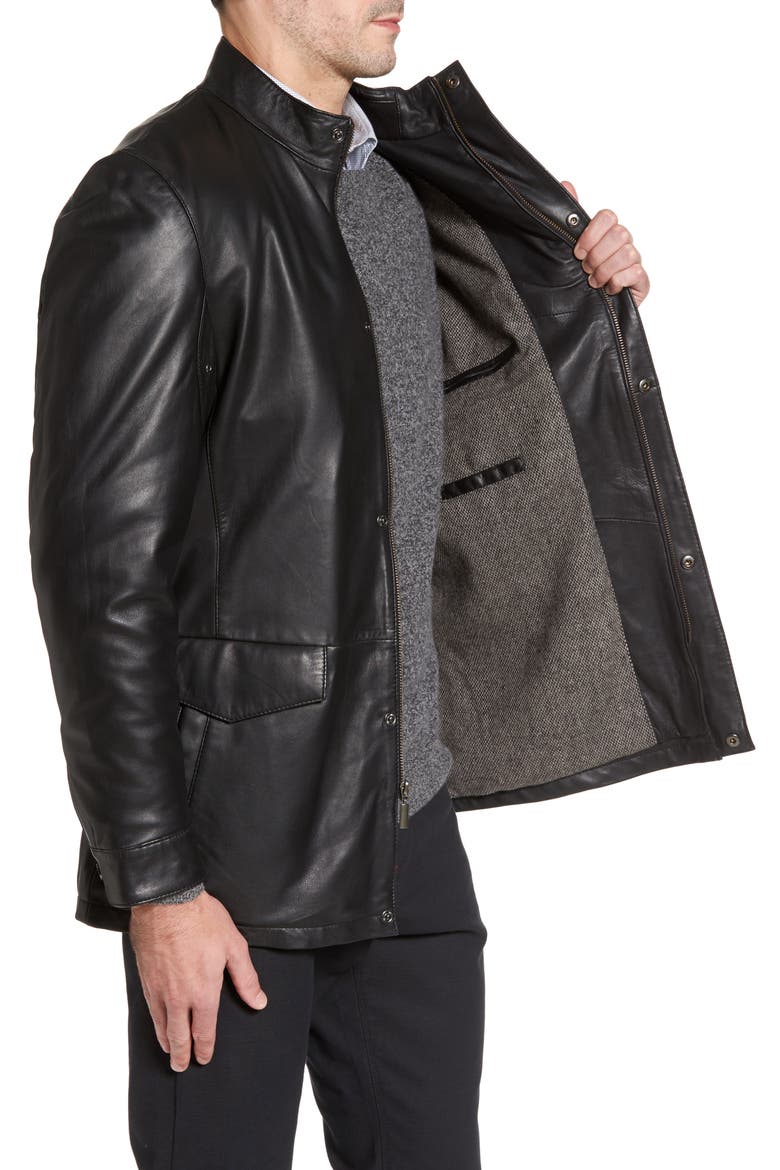 Field Leather Jacket, Alternate, color, BLACK