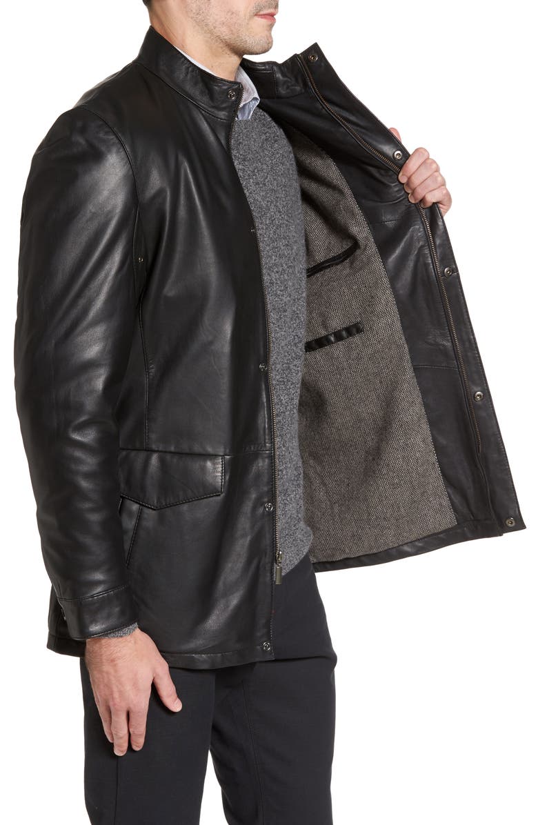 Missani Le Collezioni Field Leather Jacket, Alternate, color, Black