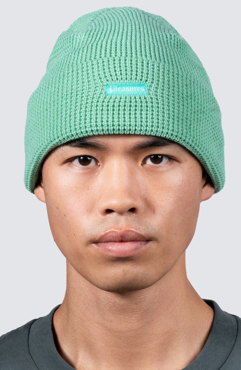 PLEASURES Old E Waffle Beanie, Alternate, color, Matcha