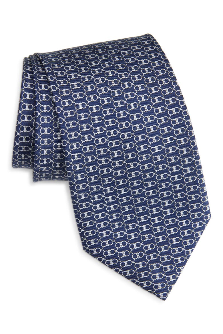 Zoe Gancini Print Silk Tie, Main, color, NAVY