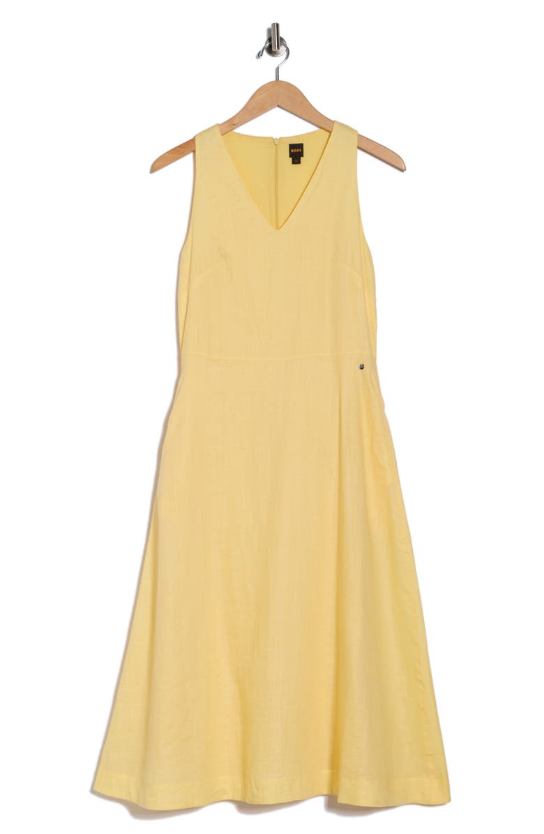 BOSS Orange Daisco Sleeveless Midi Dress, Alternate, color, Bright Yellow