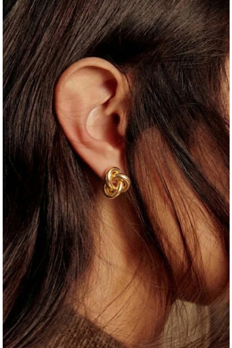 Seva Midi Face on Stud Earrings in Gold, Alternate, color, Gold