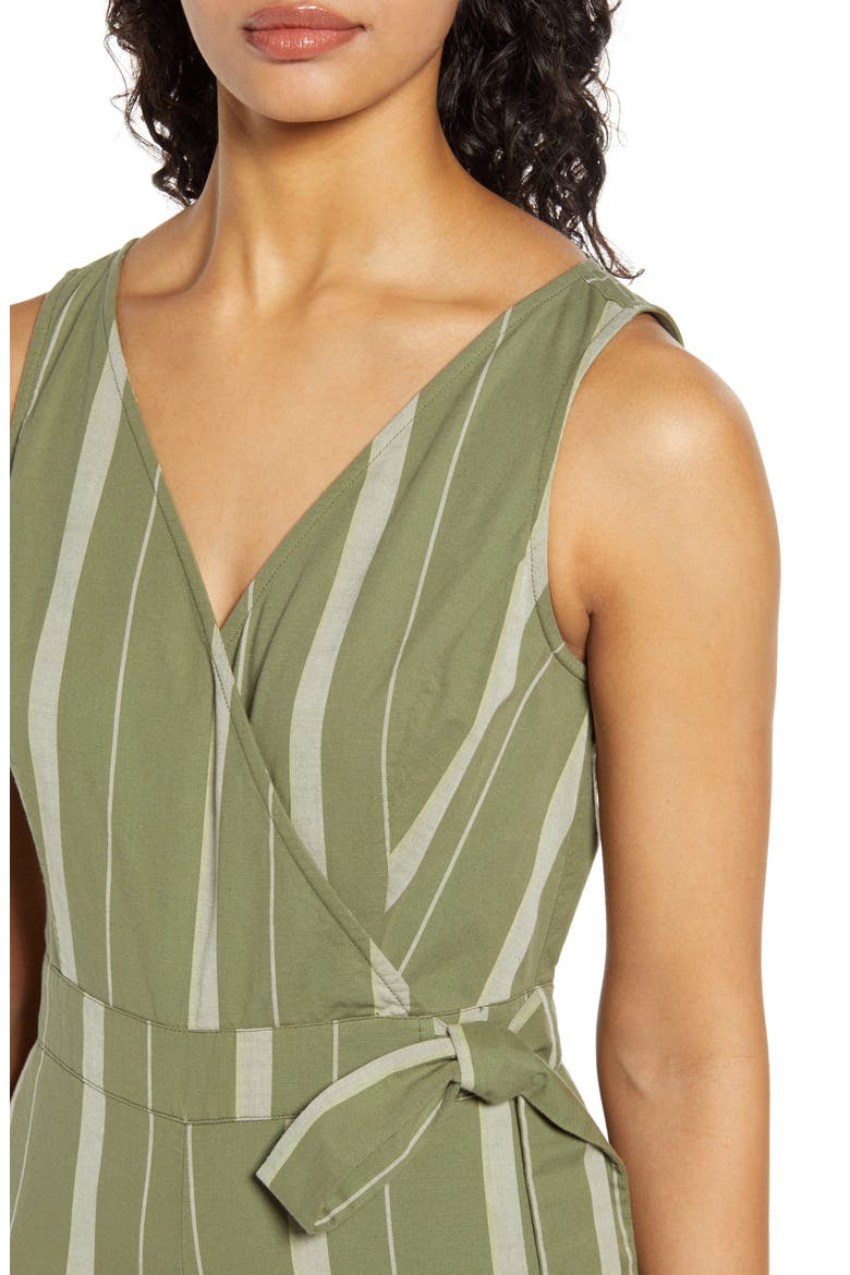 Daisy Stripe Sleeveless Cotton Jumpsuit, Alternate, color, OLIVE MULTI STRIPE