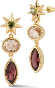 CHLOE AND MADISON Crystal Triple Drop Earrings