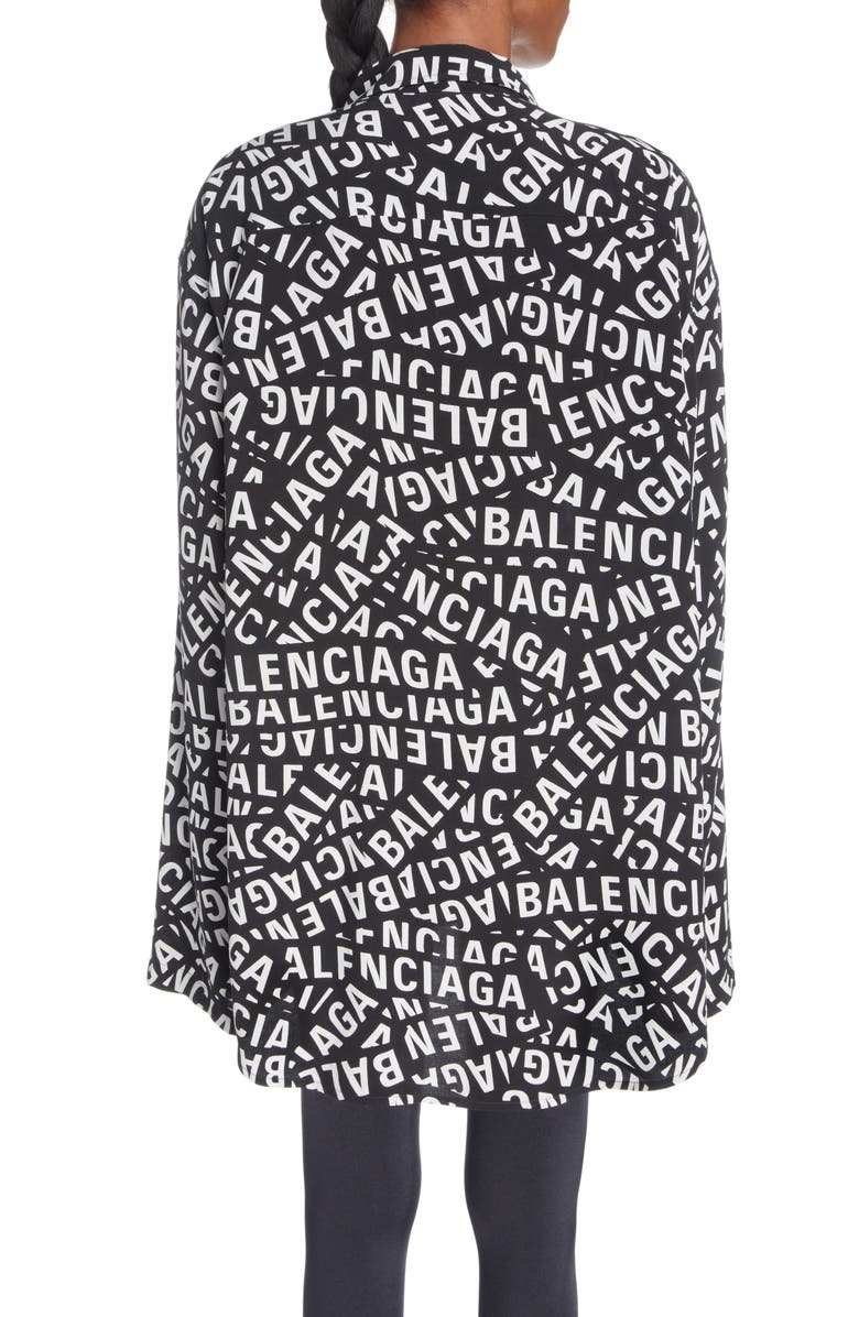 Balenciaga Logo Print Long Sleeve Button-Up Shirt, Alternate, color, 