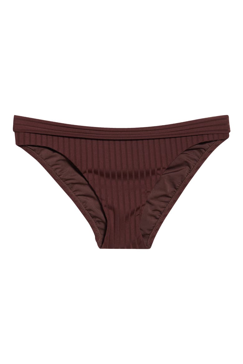 Banded Rib Hipster Bikini Bottoms, Alternate, color, ESPRESSO