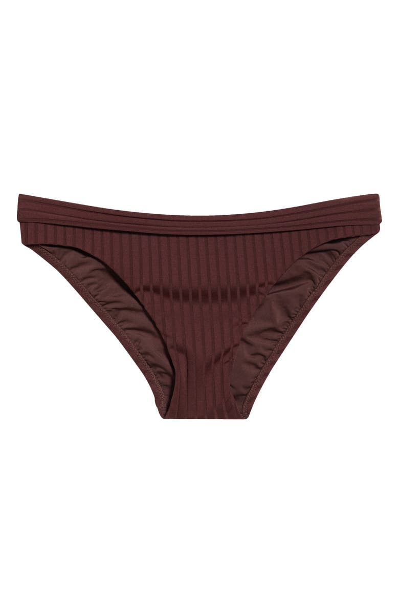 Sanctuary Banded Rib Hipster Bikini Bottoms, Alternate, color, Espresso