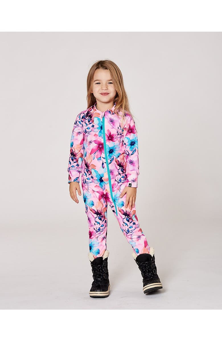 Deux par Deux One-Piece Thermal Underwear Watercolor Flower, Main, color, Pink