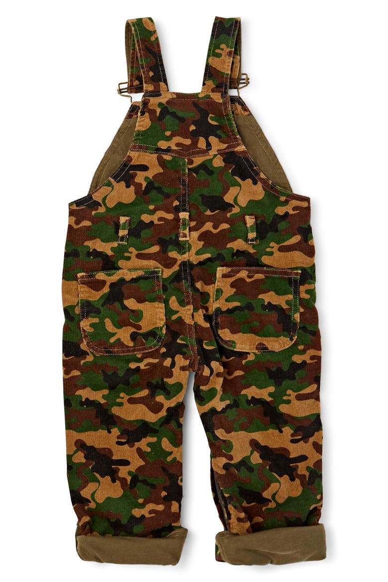 Kids' Camo Print Cotton Corduroy Overalls, Alternate, color, KHAKI