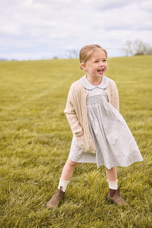 Little English Kids' Floral Smocked Peter Pan Dress In Multi