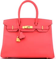 Pre-Owned Hermes Birkin Handbag Red Epsom with Gold Hardware 30