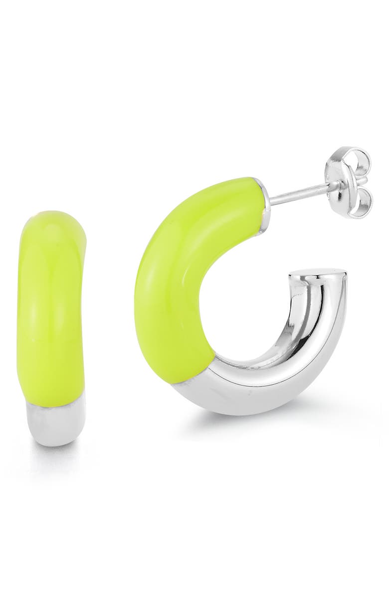 SPHERA MILANO Enamel Hoop Earrings, Main, color, 