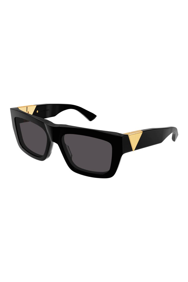57mm Square Sunglasses, Alternate, color, BLACK