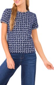 CeCe Metallic Tweed Top
