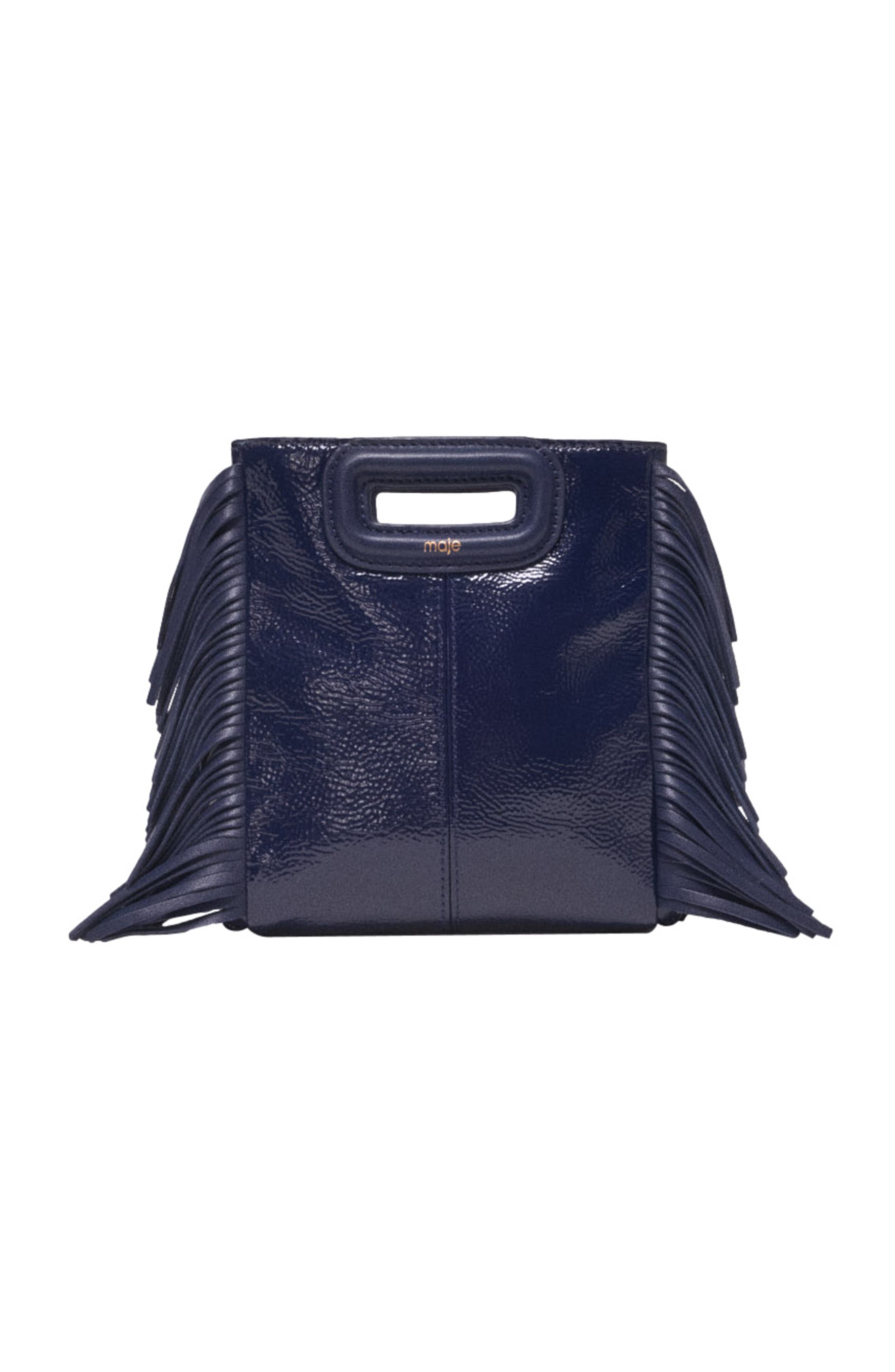 maje Naplak leather M Mini bag, Main, color, Navy