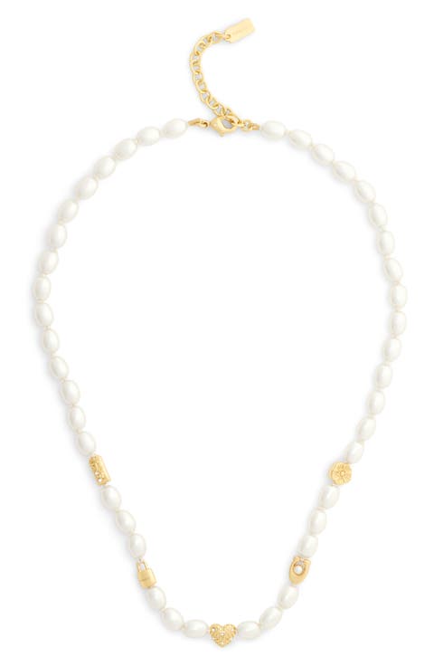 Iconic Faux Pearl Beaded Station Necklace