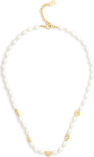 COACH Iconic Faux Pearl Beaded Station Necklace