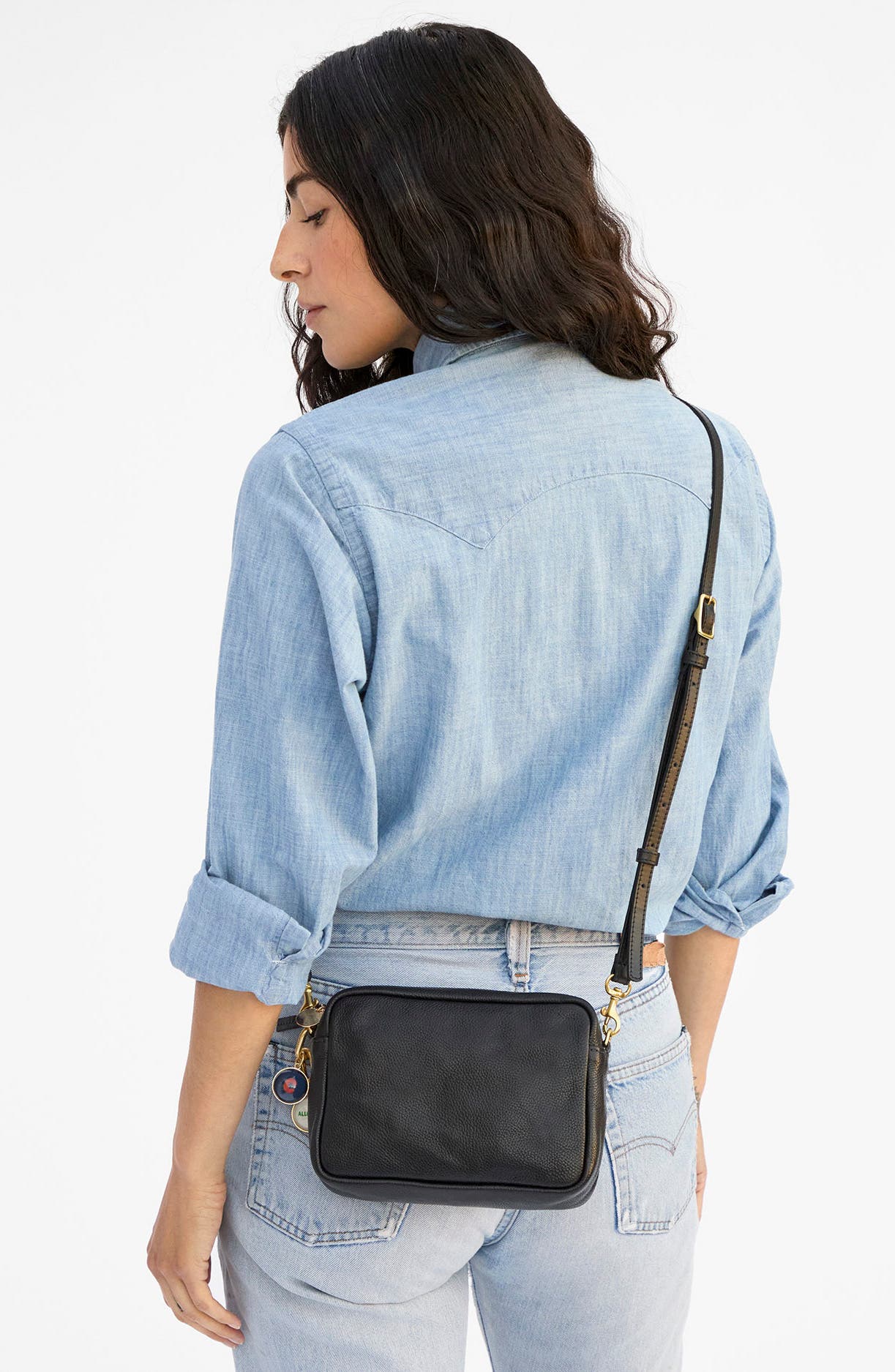 Clare V. Midi Sac Petit Caviar Leather Crossbody Bag, Alternate, color, Black