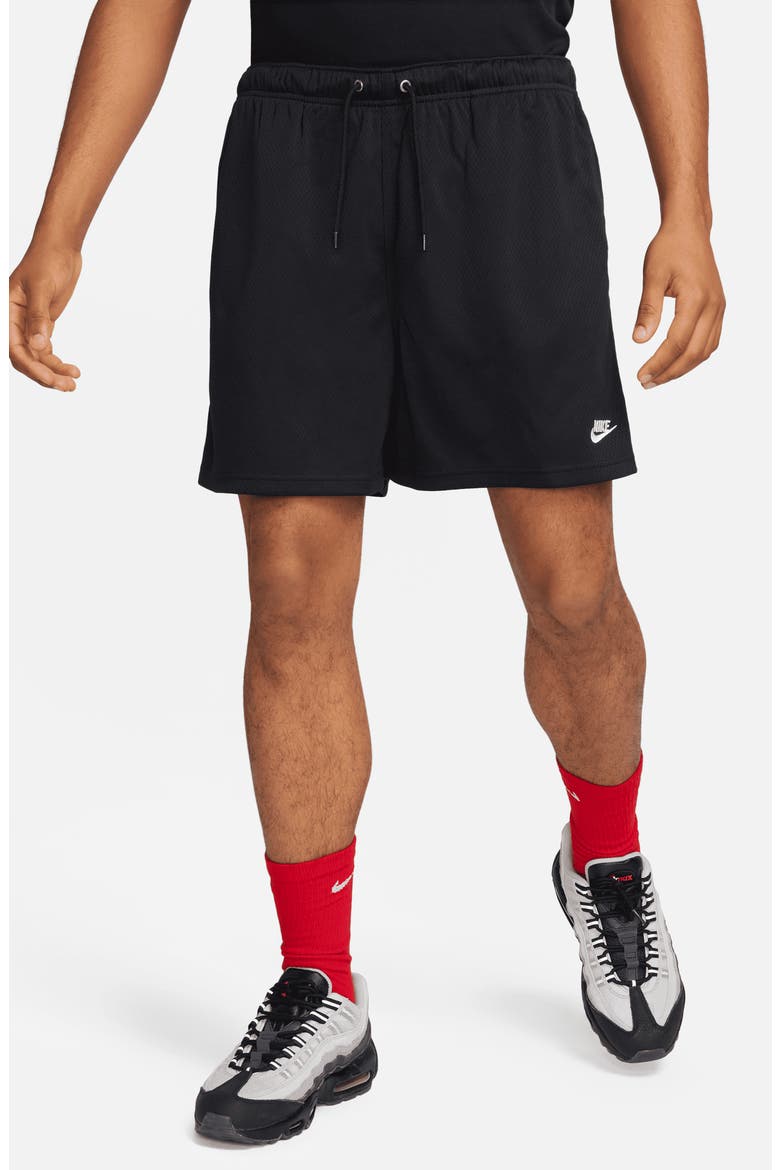 Club Flow Mesh Athletic Shorts, Main, color, 010 BLACK/WHITE
