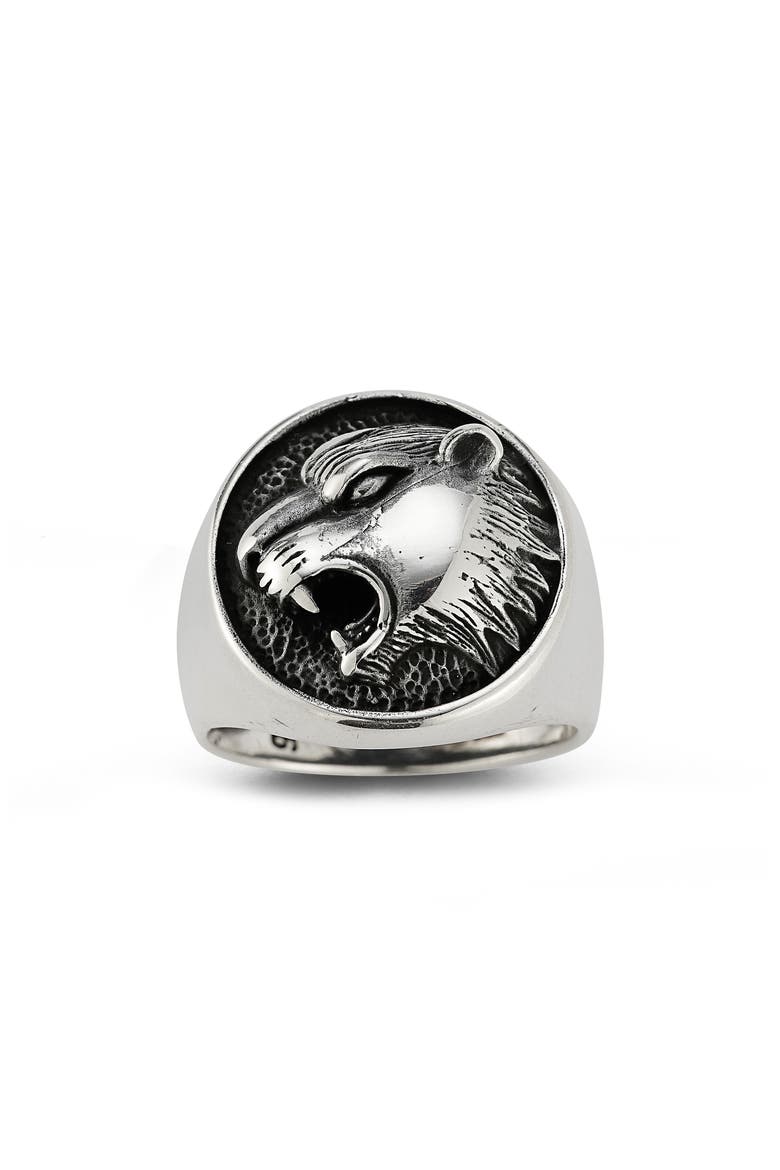 Men's Sterling Silver Oxidized Roaring Tiger Ring, Alternate, color, SILVER