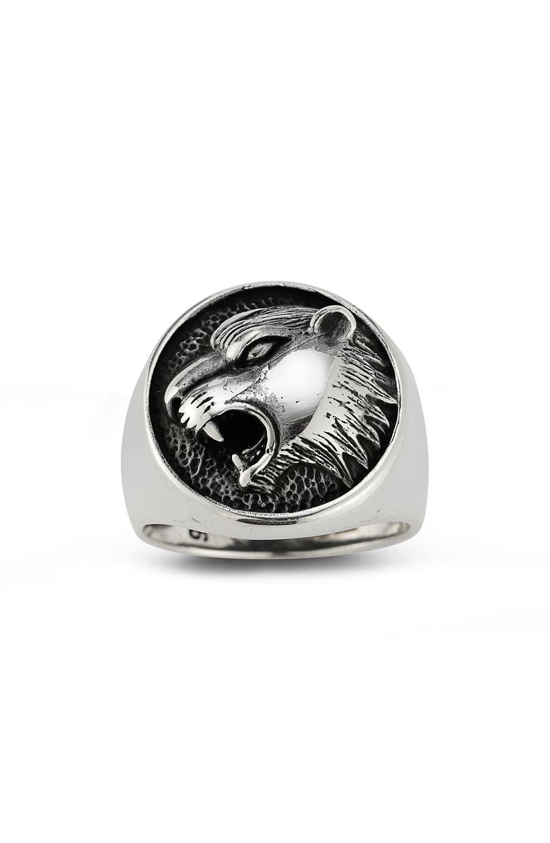 Yield of Men Men's Sterling Silver Oxidized Roaring Tiger Ring, Alternate, color, Silver