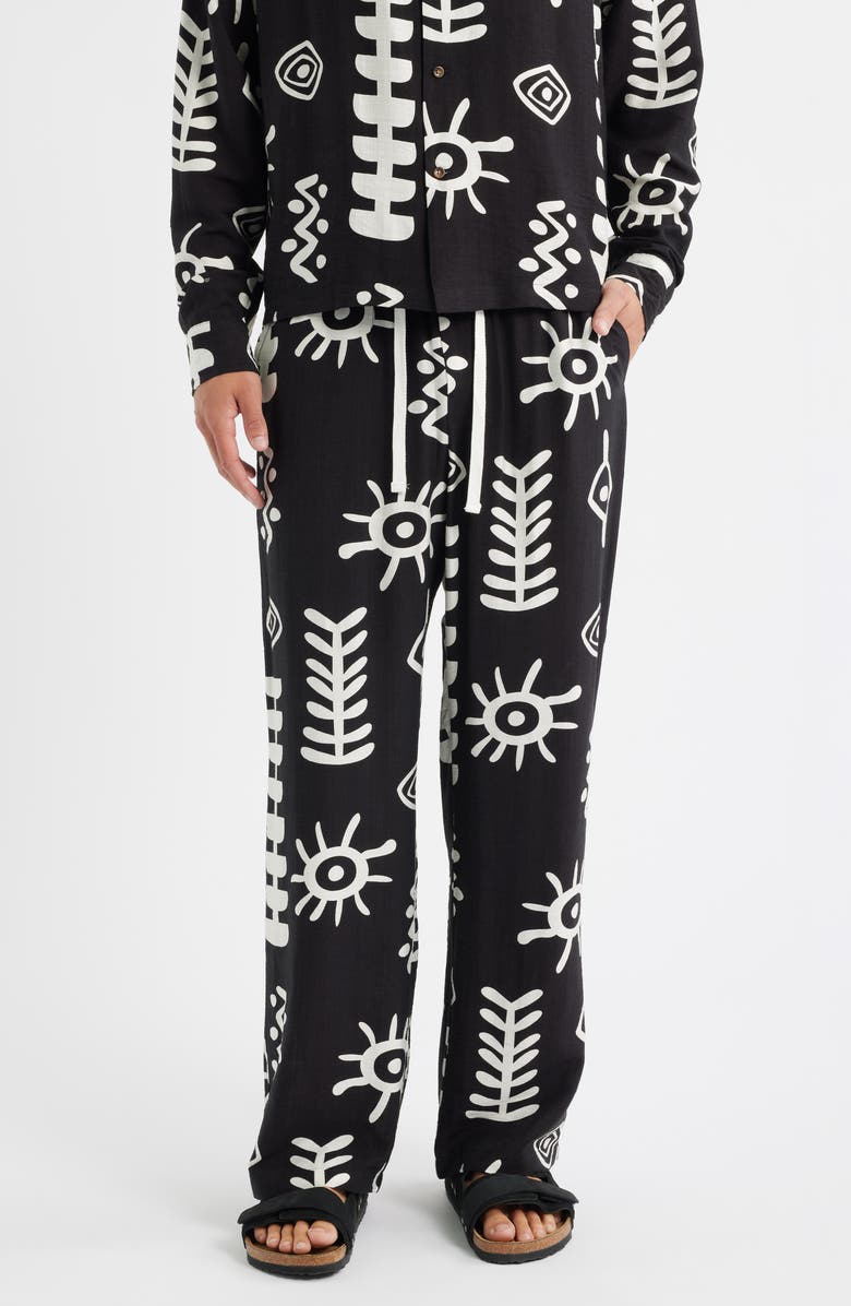 RIZORT Mason Abstract Print Drawstring Pants, Main, color, Black