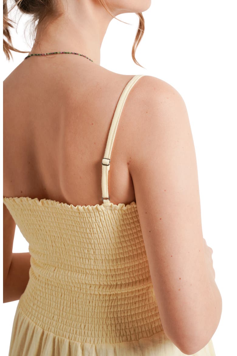 The Easy Smocked Maternity Midi Dress, Alternate, color, Butter Yellow
