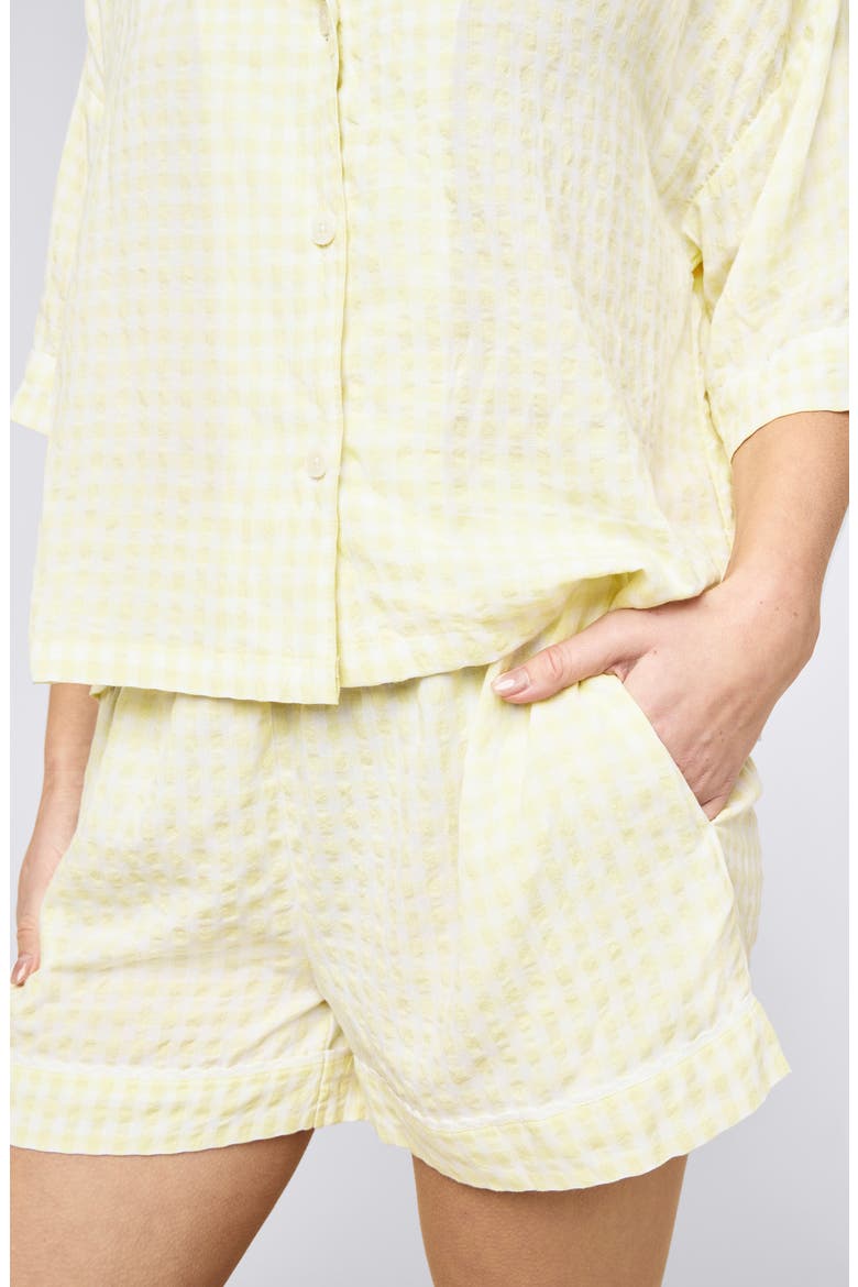 Seersucker Gingham Boxer Pajamas, Alternate, color, SUNSHINE BUTTER