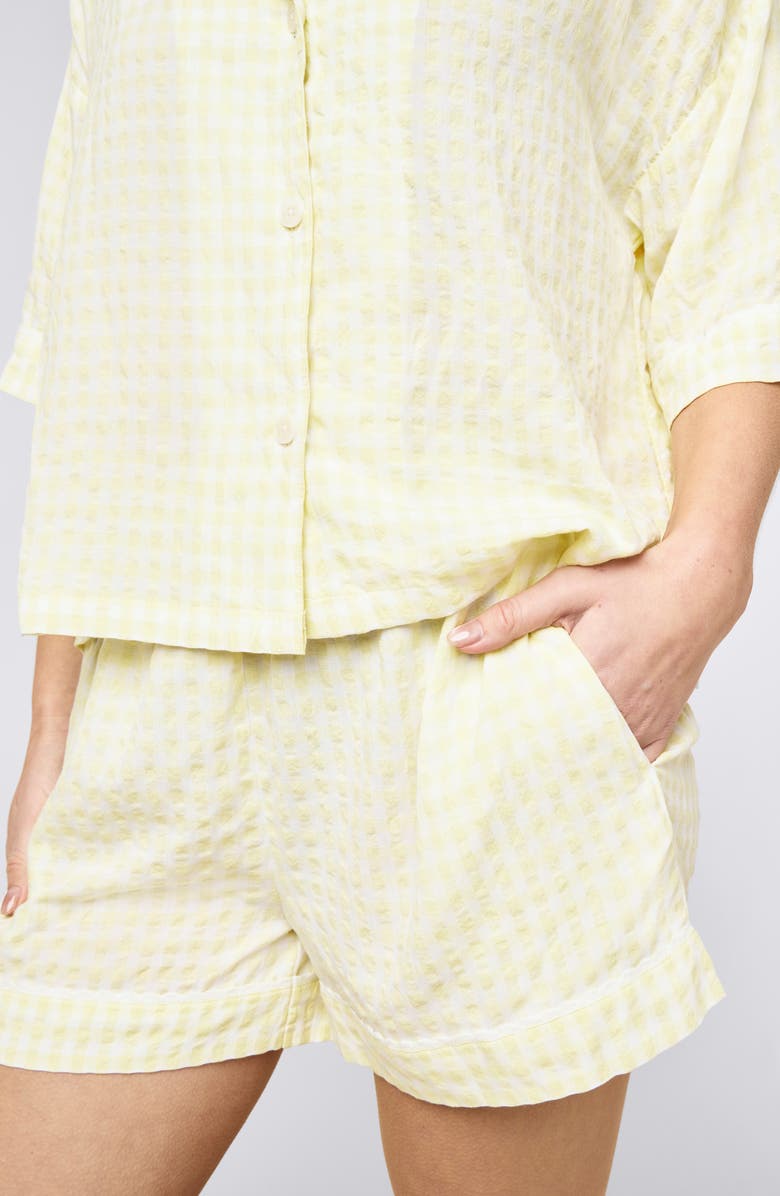 Papinelle Seersucker Gingham Boxer Pajamas, Alternate, color, Sunshine Butter