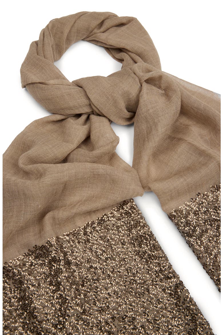 Sequin Wool Formal Scarf, Alternate, color, BEIGE