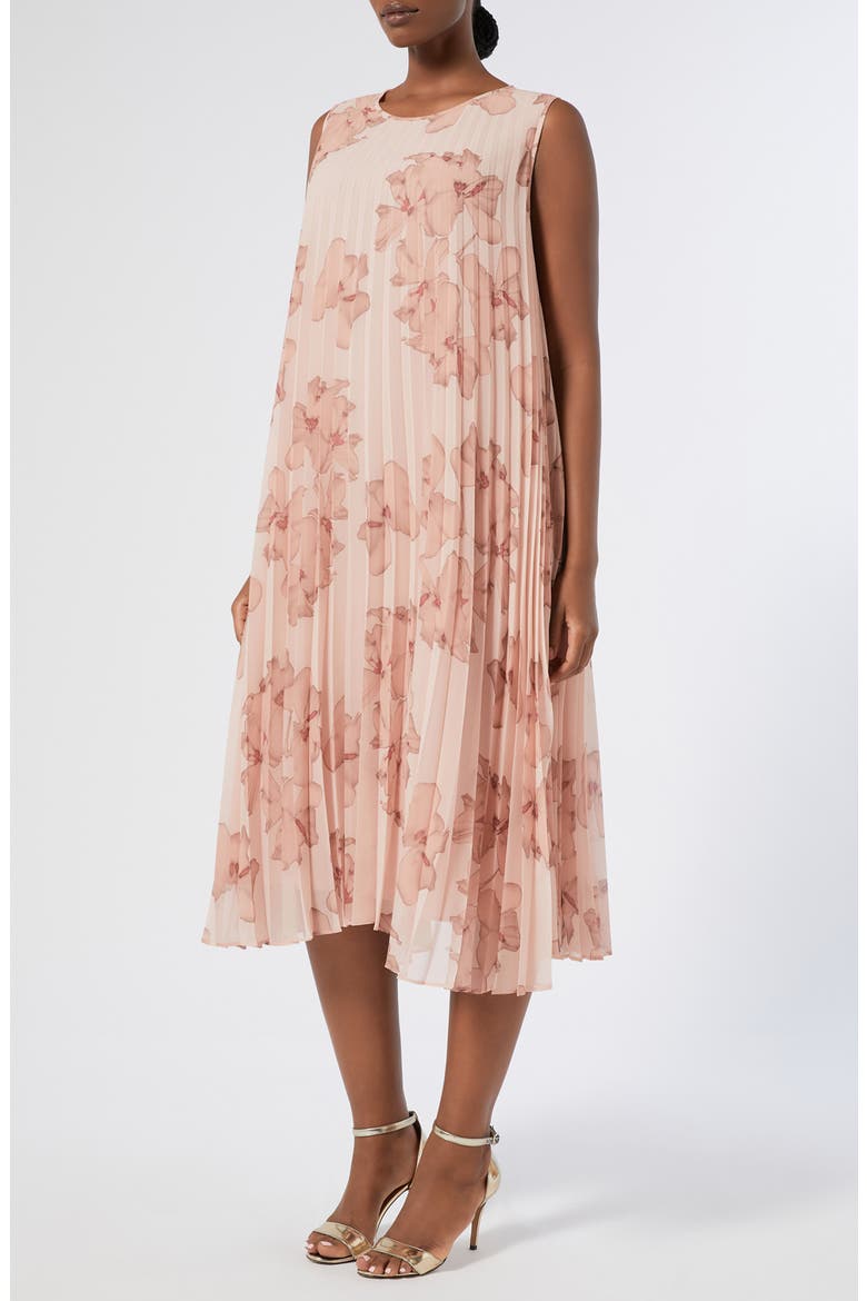 Oria Floral Sleeveless Pleated Dress, Main, color, PINK