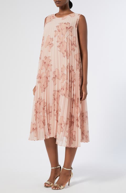 Oria Floral Sleeveless Pleated Dress (Plus)