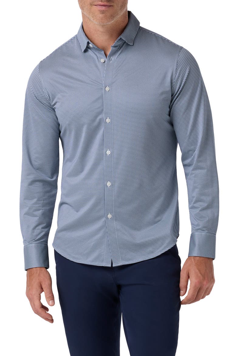 Halyard Gingham Performance Shirt, Main, color, NAVY PETER GINGHAM