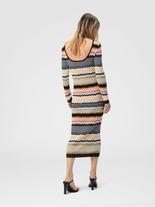 Missoni Long Crew Neck Dress With Chevron Pattern In Multi