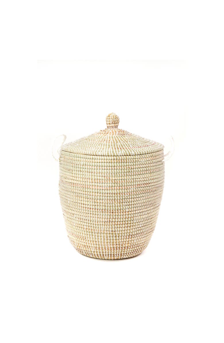 African Modern Set of Three Solid White Hampers, Alternate, color, White