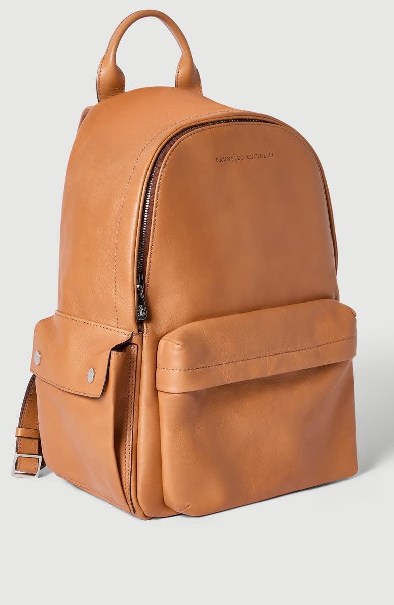 Brunello Cucinelli Cowhide travel backpack, Alternate, color, Cognac