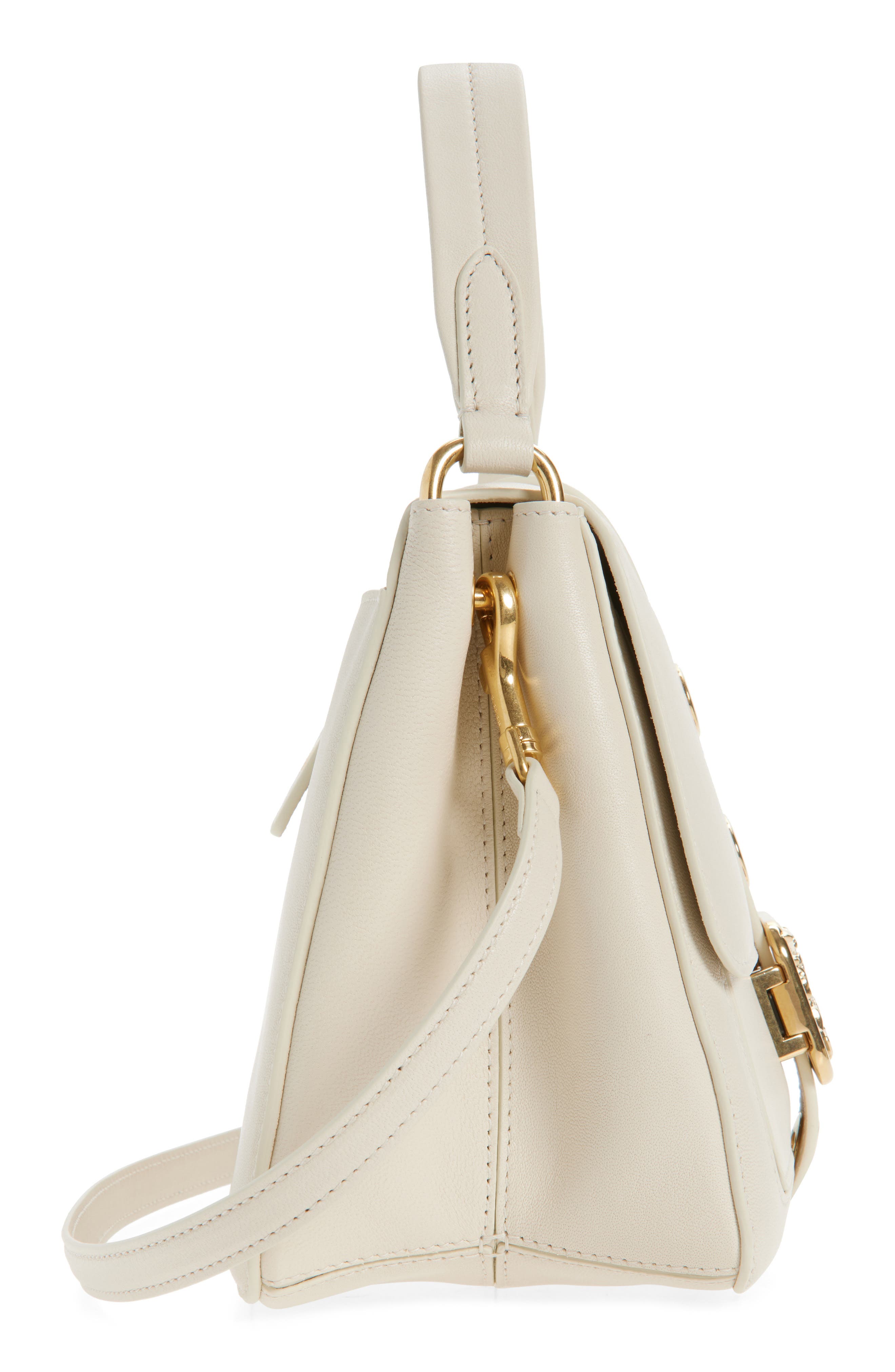 Burberry Small Rider Leather Top Handle Bag, Alternate, color, Soap