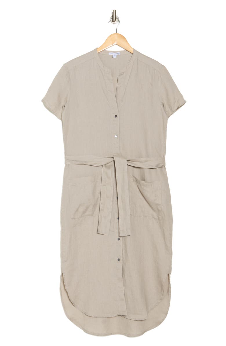 James Perse Elongated Tie Waist Shirtdress, Alternate, color, Mineral