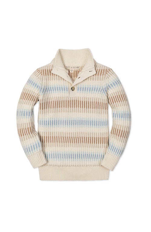 Hope & Henry Kids' Organic Mock Neck Stripe Sweater In Neutral