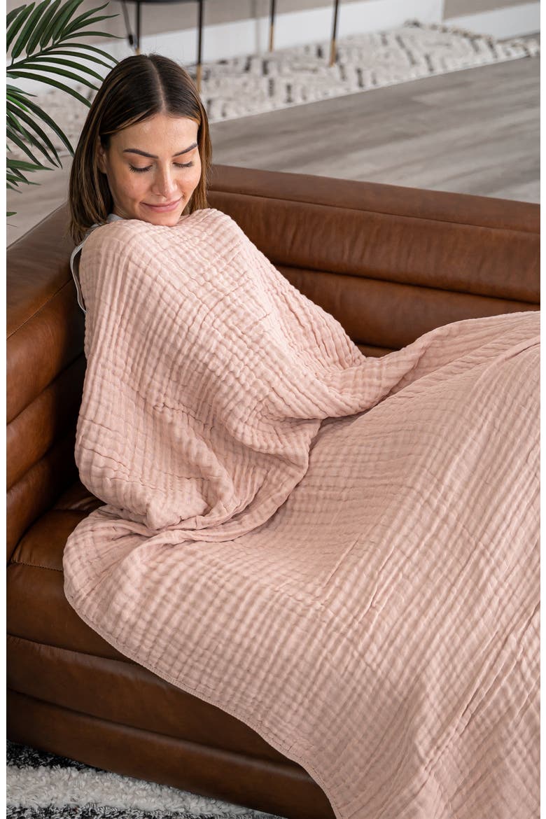 Adult Muslin Blanket, Alternate, color, Blush