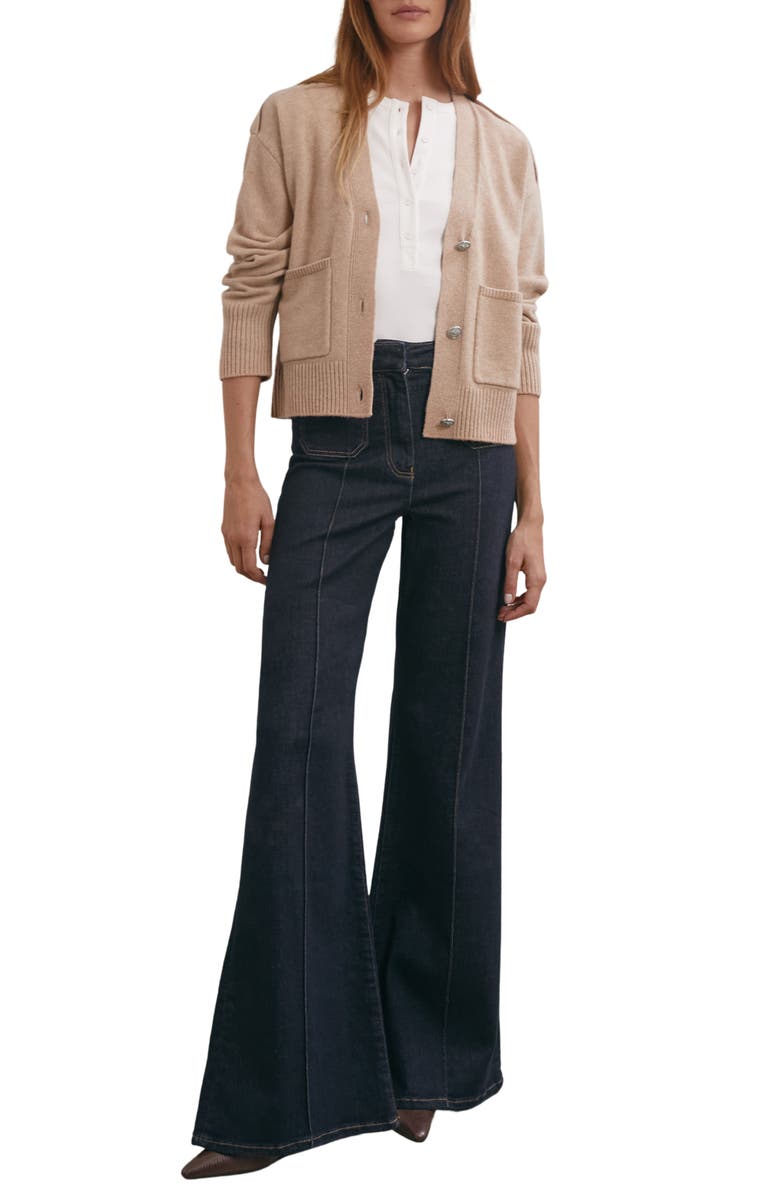 Reiss Maya V-Neck Wool-Blend Cardigan, Alternate, color, Beige Neutral