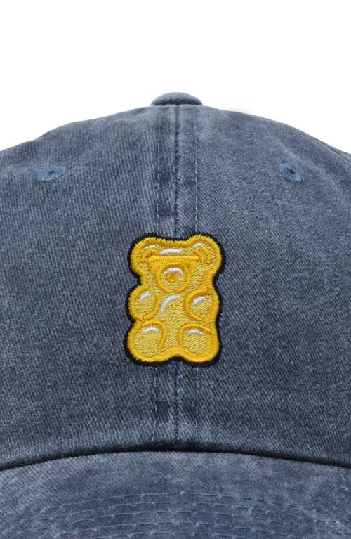 Dalix Yellow Gummy Embroidered Dad Cap In Washed Navy Blue