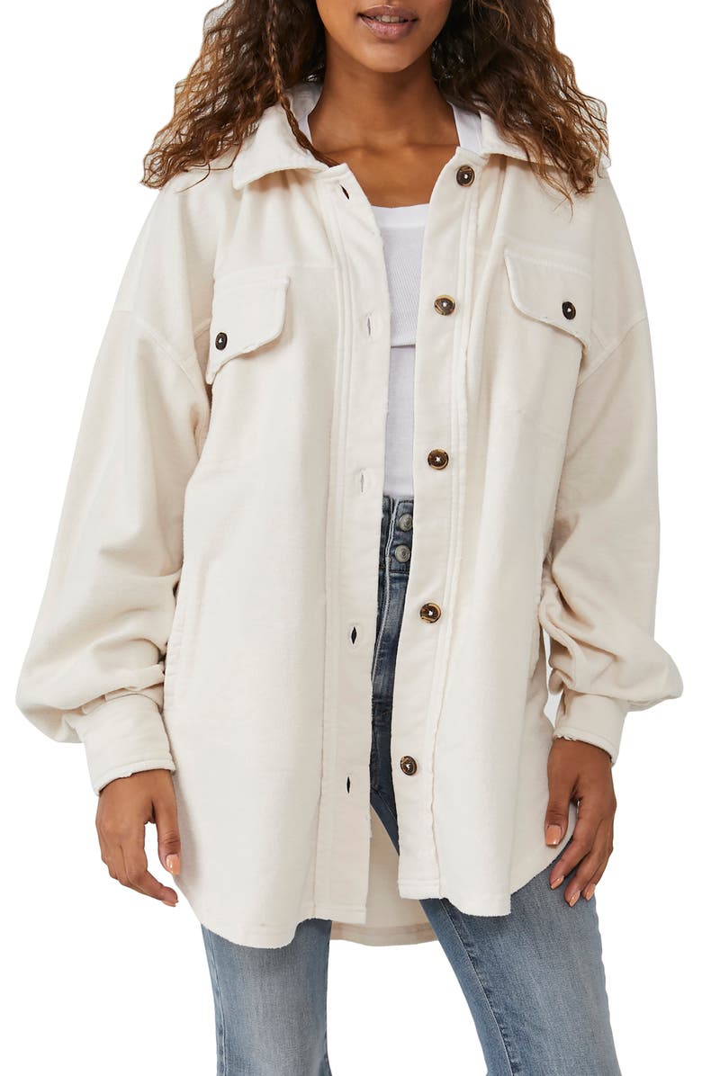 Free People We the Free Ruby Fleece Shirt Jacket, Main, color, Champagne Dreams
