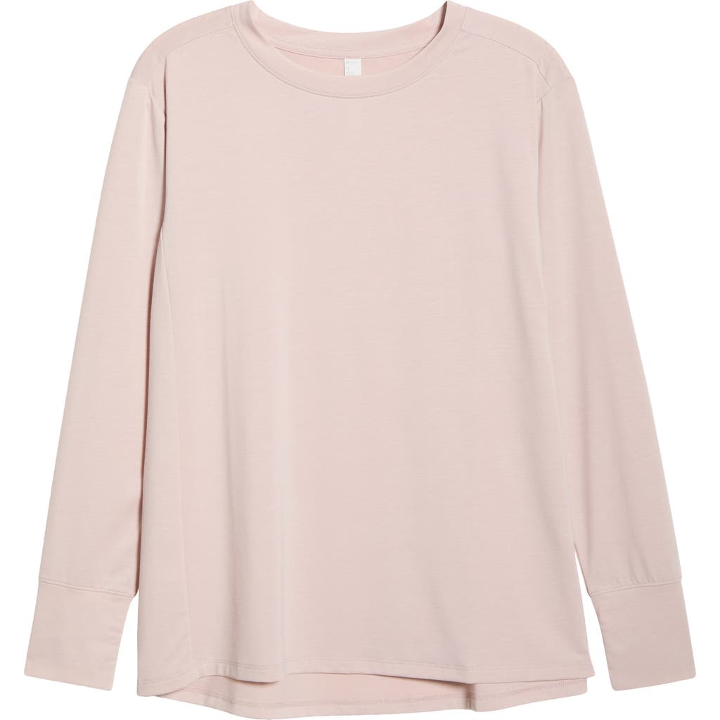 Zella Long Sleeve Split Hem T-shirt In Pink