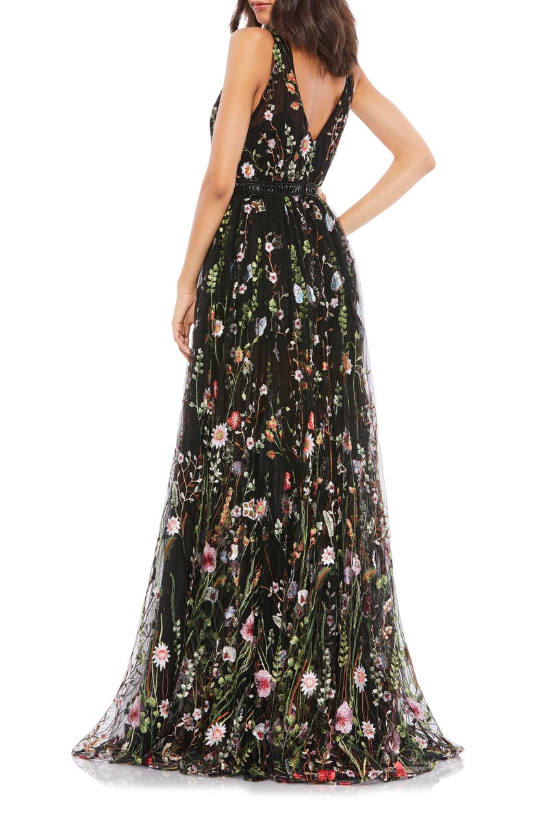 Ieena for Mac Duggal Floral Embroidered A-Line Gown, Alternate, color, 