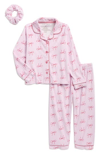 Laura Ashley Velour Two-piece Pajamas & Scrunchie Set In Purple