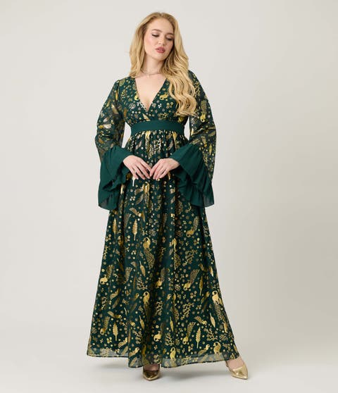 Long Sleeve Empire Waist Maxi Dress