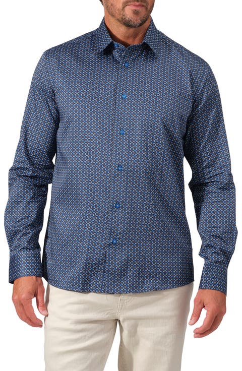 Mosaic Print Cotton Button-Up Shirt
