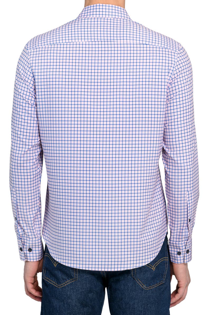 CONSTRUCT Grid Print Stretch Dress Shirt, Alternate, color, Orange/ Blue