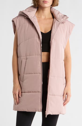 Z By Zella Hooded Long Quilted Vest